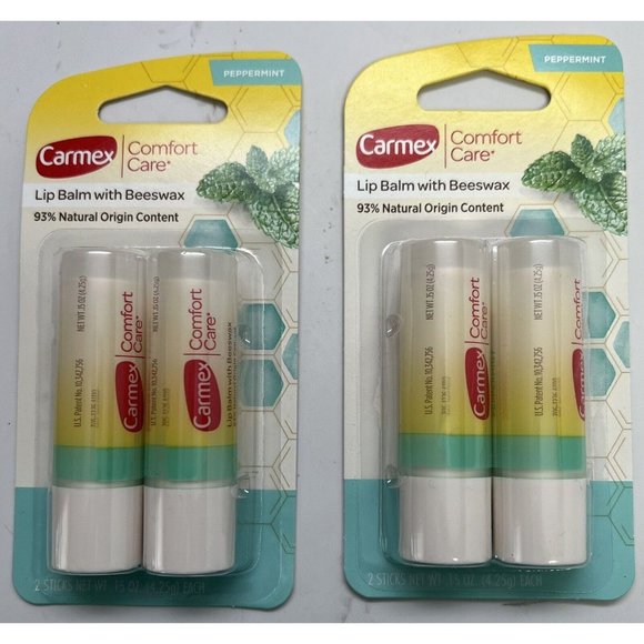 Carmex Other - LOT OF 2 CARMEX COMFORT CARE LIP BALM WITH BEESWAX-PEPPERMINT-2 TUBES EACH PACK